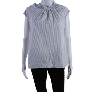 TEIJA Womens Mixed Striped Roundneck Top White Size 6 12972988